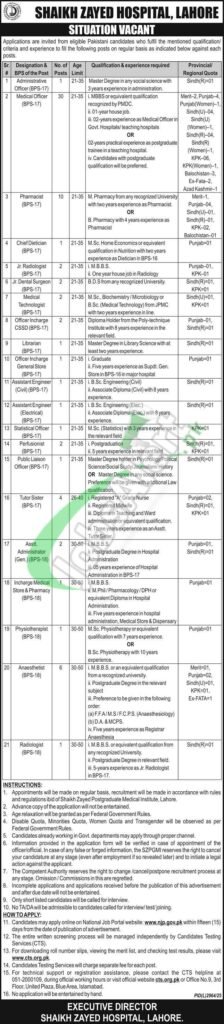 Sheikh Zayed Hospital Jobs 2026