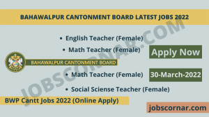 Read more about the article Bahawalpur Cantonment Board Latest Jobs 2022