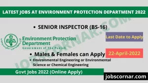 Read more about the article Latest Jobs at Environment Protection Department 2022