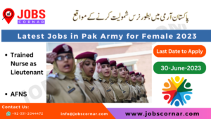 Read more about the article Latest Jobs in Pak Army for Female 2023