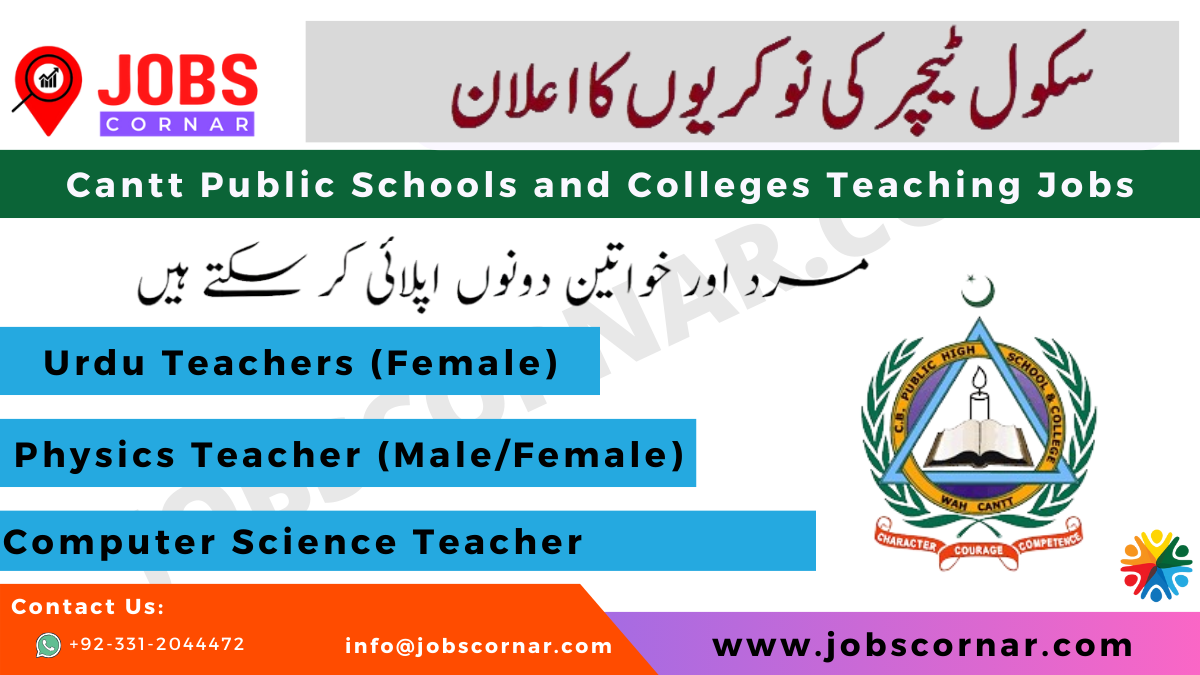 Read more about the article Cantt Public Schools and Colleges Teaching Job Opportunities