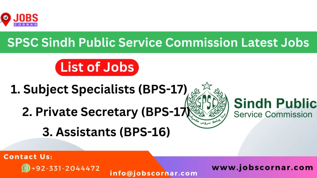 SPSC Sindh Public Service Commission Latest Jobs