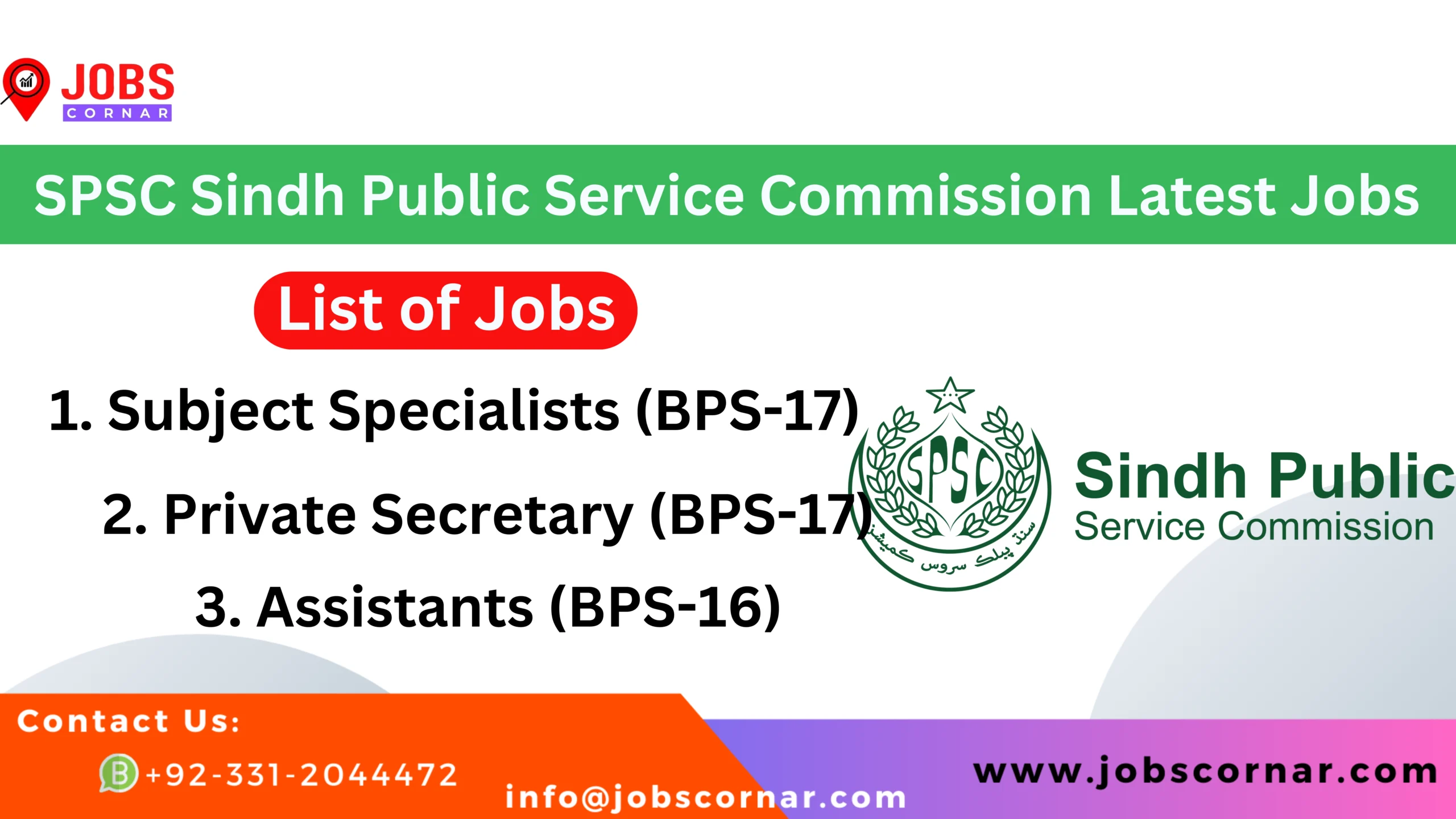 Read more about the article SPSC Sindh Public Service Commission Latest Jobs 2024