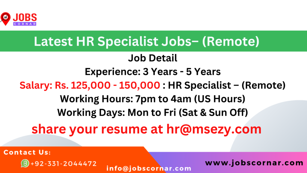 Latest HR Specialist Jobs– (Remote)