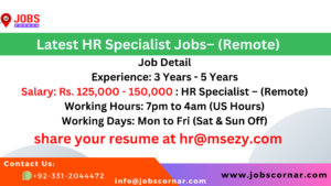 Read more about the article Latest HR Specialist Jobs– (Remote)