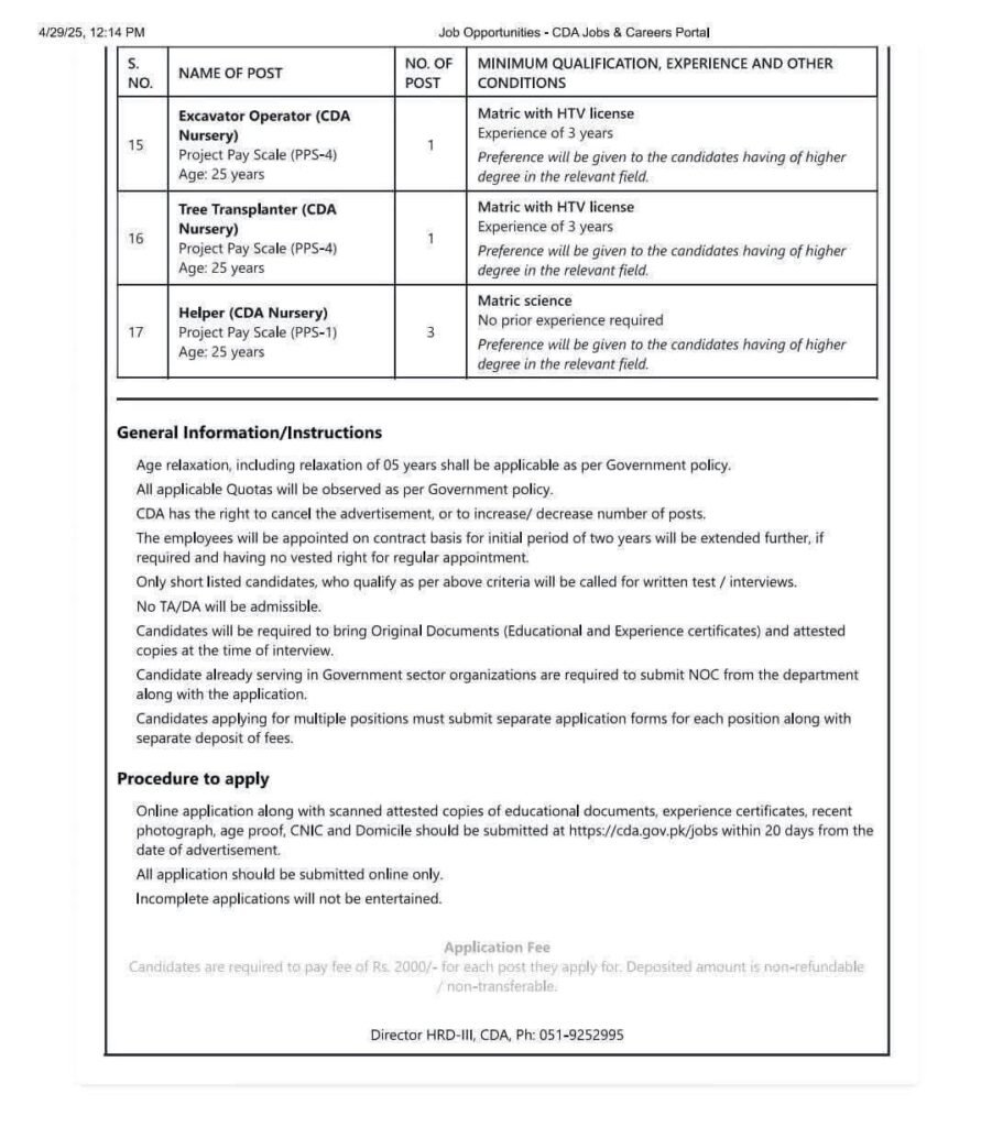Capital Development Authority Jobs
