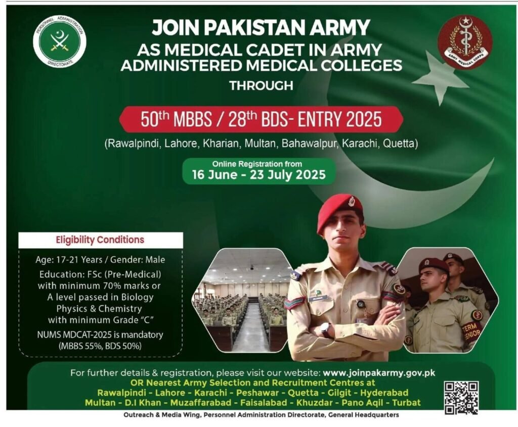 Join Pak Army as M Cadet