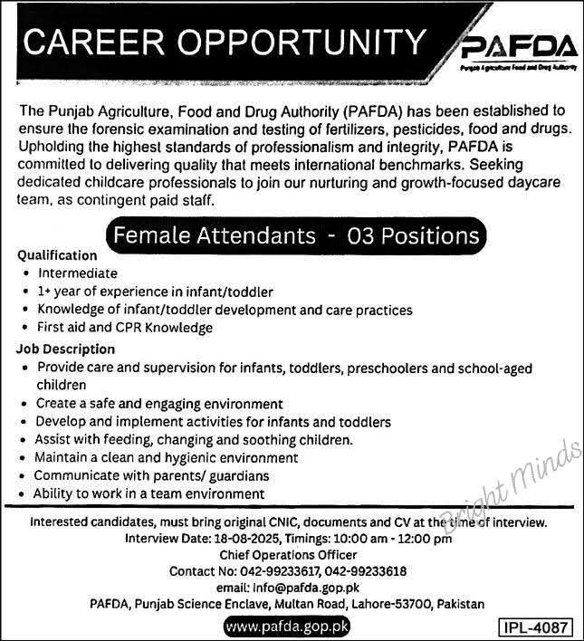 PAFDA Jobs Hiring For Female 2025-Apply Now