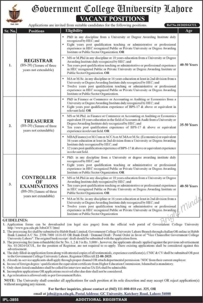 GC University Lahore Jobs 2025 - Apply Now