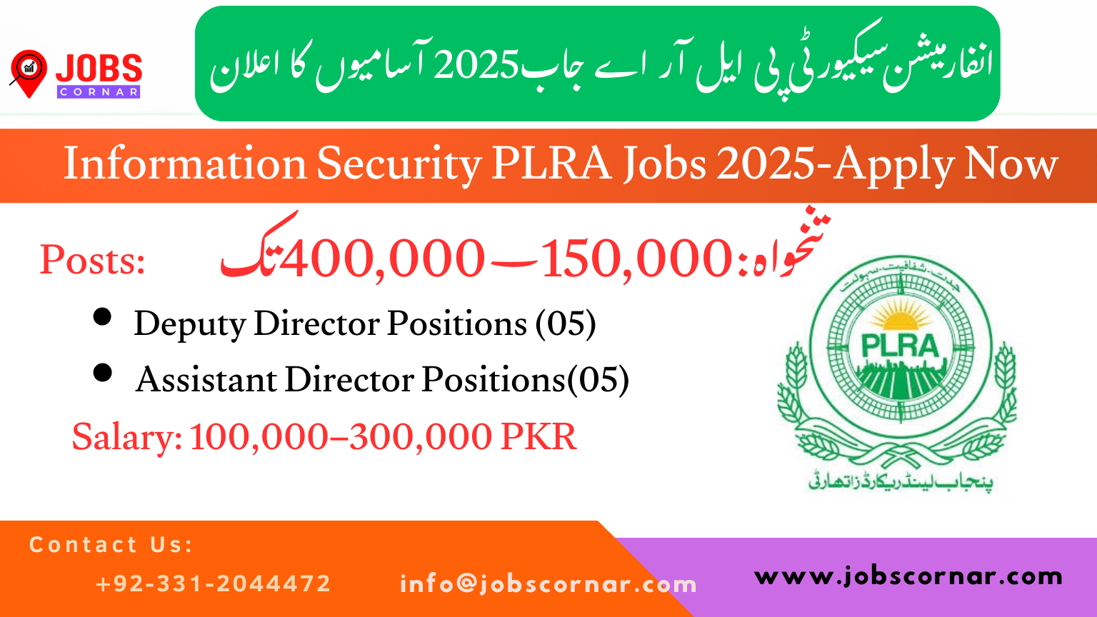 Information Security PLRA Jobs 2025 Apply Now