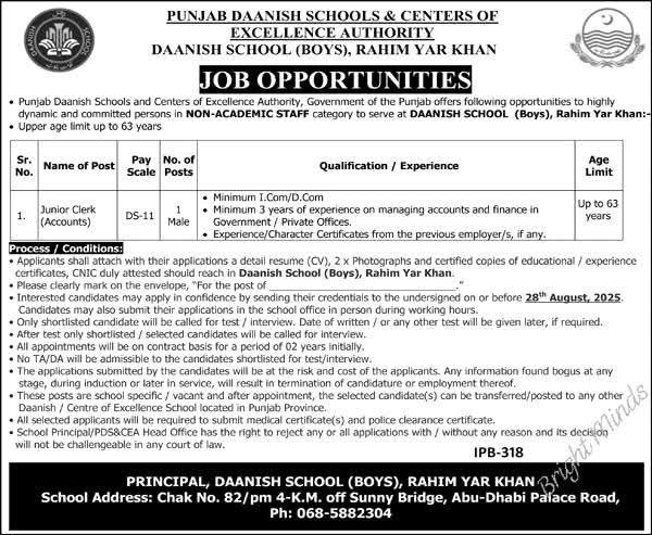 Jobs in Punjab Daanish Schools RYK