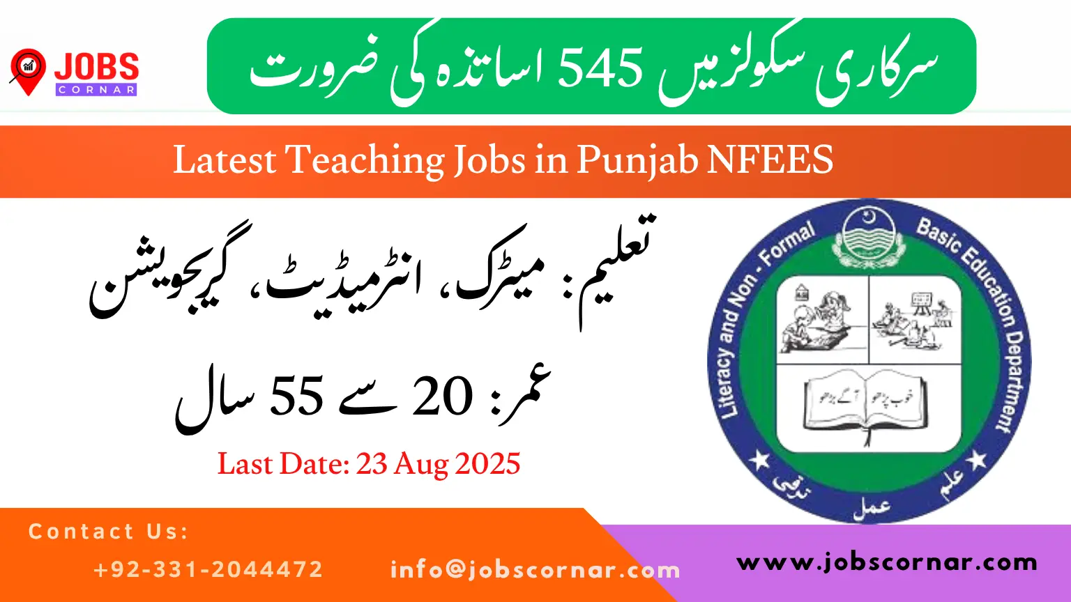 Latest Teaching Jobs in Punjab NFEES