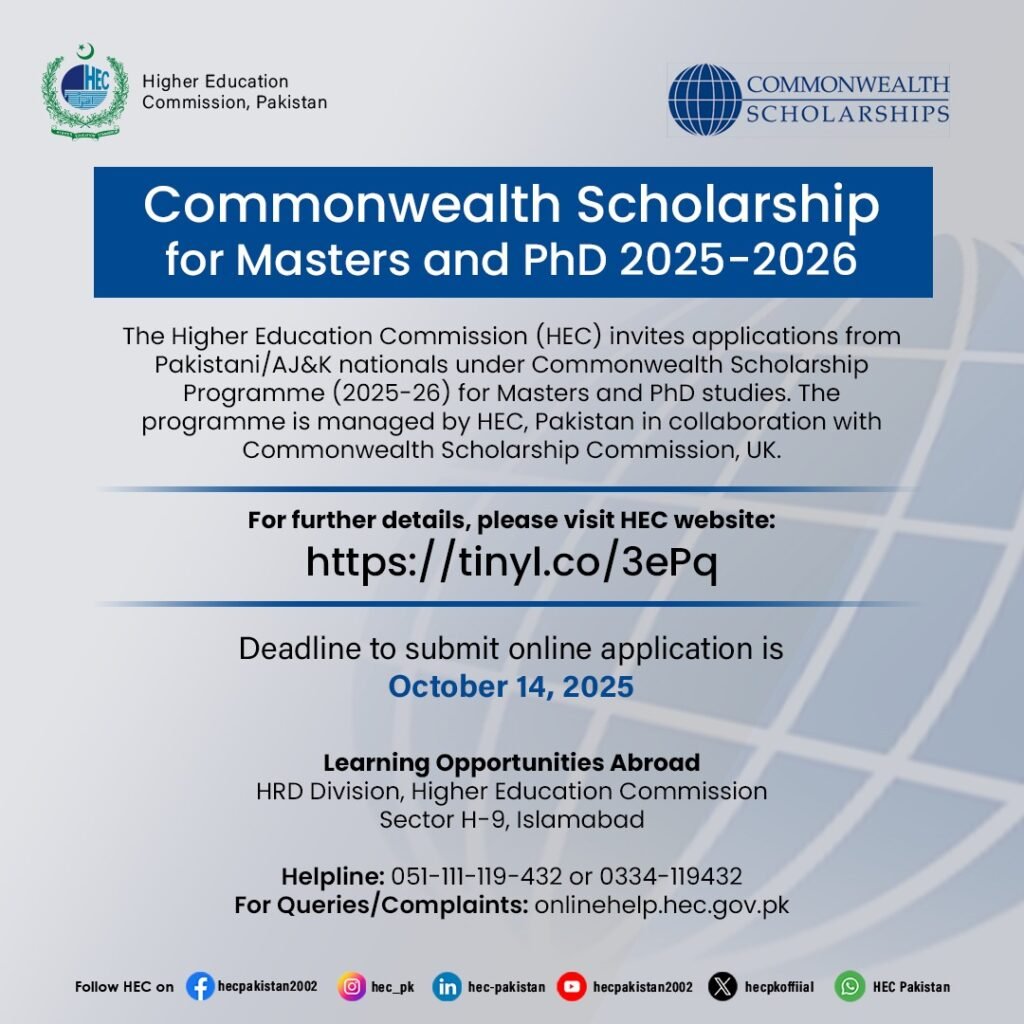 Applications are open for the Commonwealth Scholarships 2025–26!