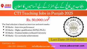 CTI Teaching Jobs in Punjab 2025