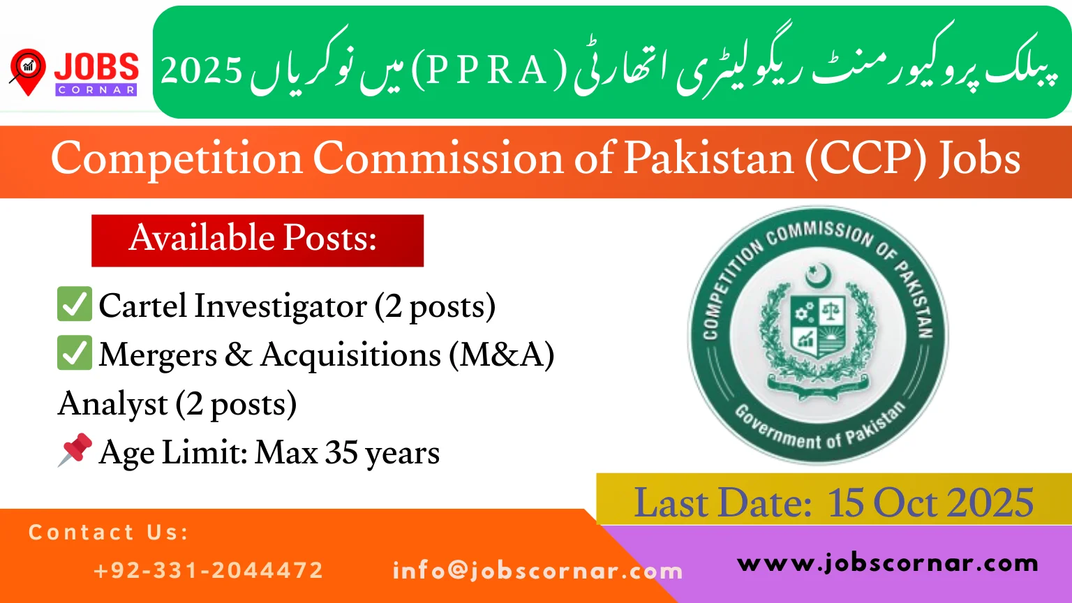 Competition Commission of Pakistan (CCP) Jobs