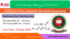 FGEI(CG) New Teaching Jobs 2025 Announced