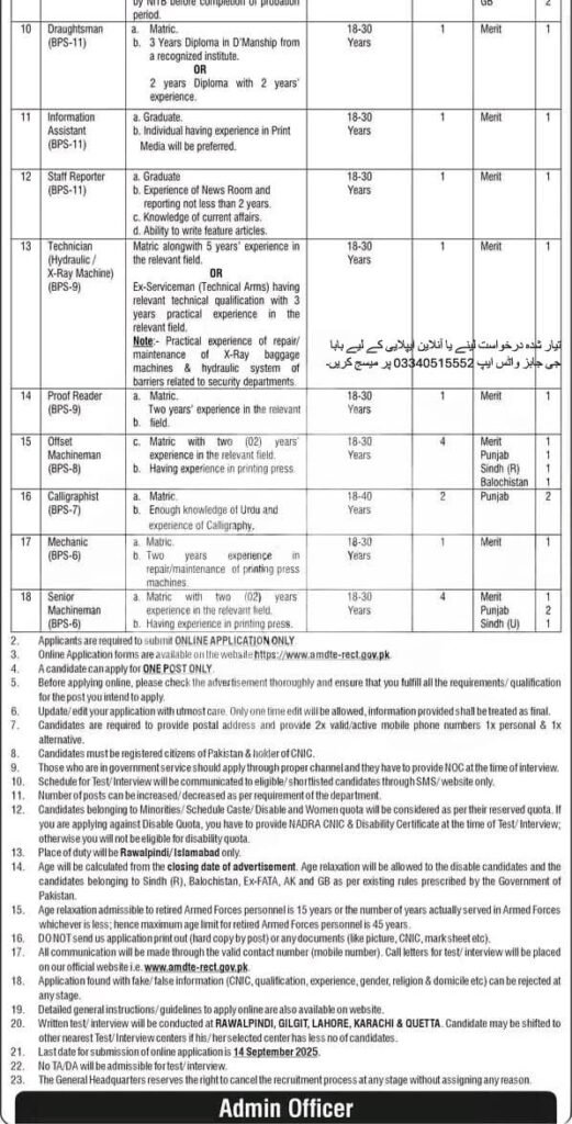 GHQ Jobs 2025 – Apply Now for BPS-6 to BPS-15 Vacancies