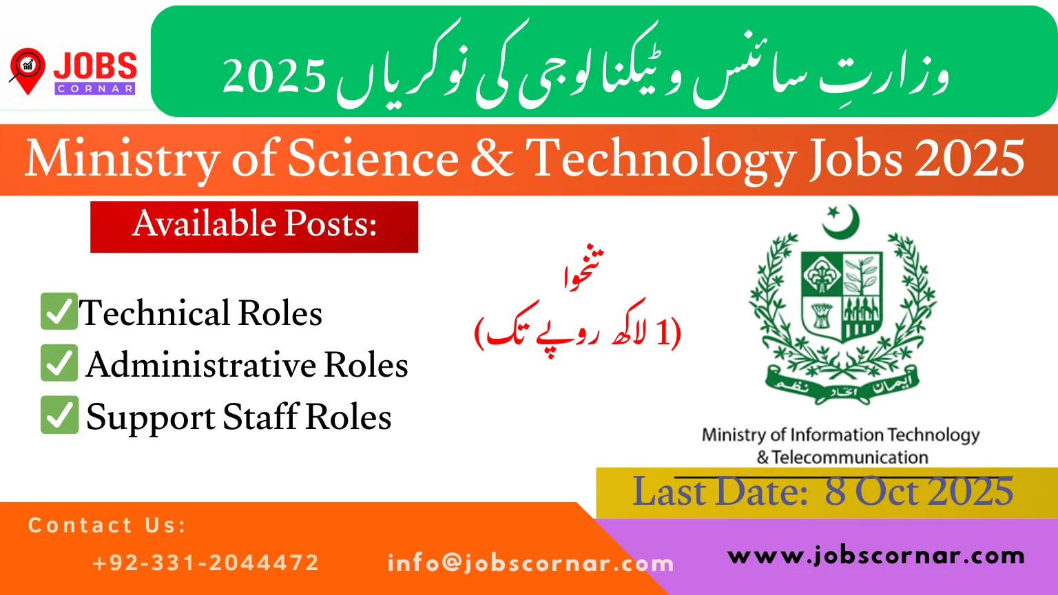 Ministry of Science & Technology Jobs 2025