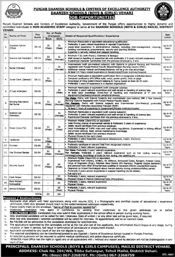 Punjab Daanish Schools Jobs 2025 – Apply Now