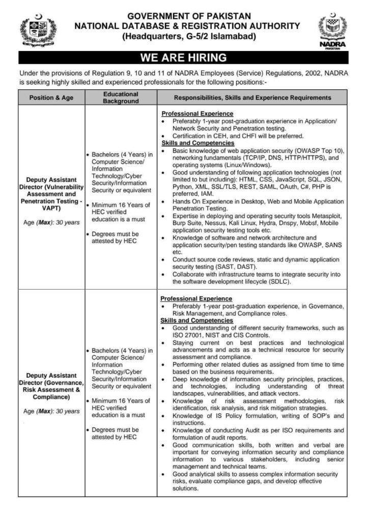 Latest NADRA Jobs 2025 – Apply Online Now