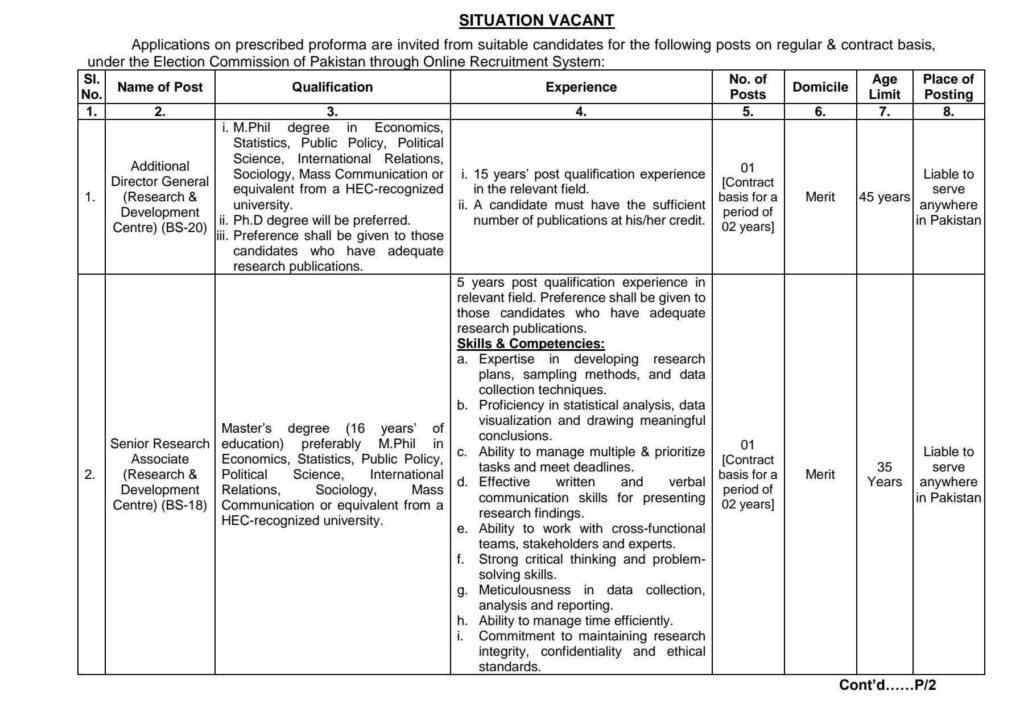 Latest ECP Jobs Election Commission of Pakistan –Apply Now