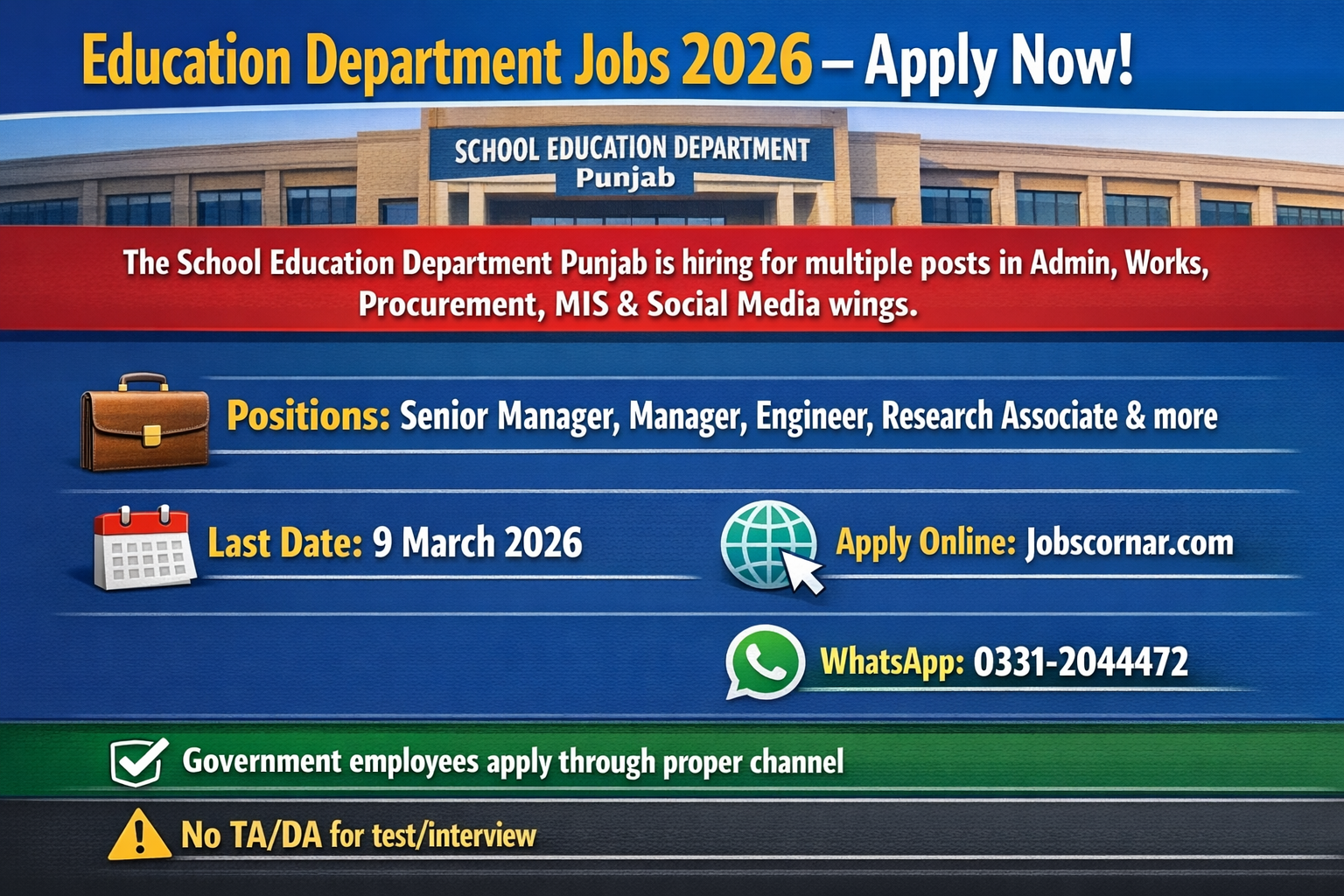 School Education Department Jobs 2026