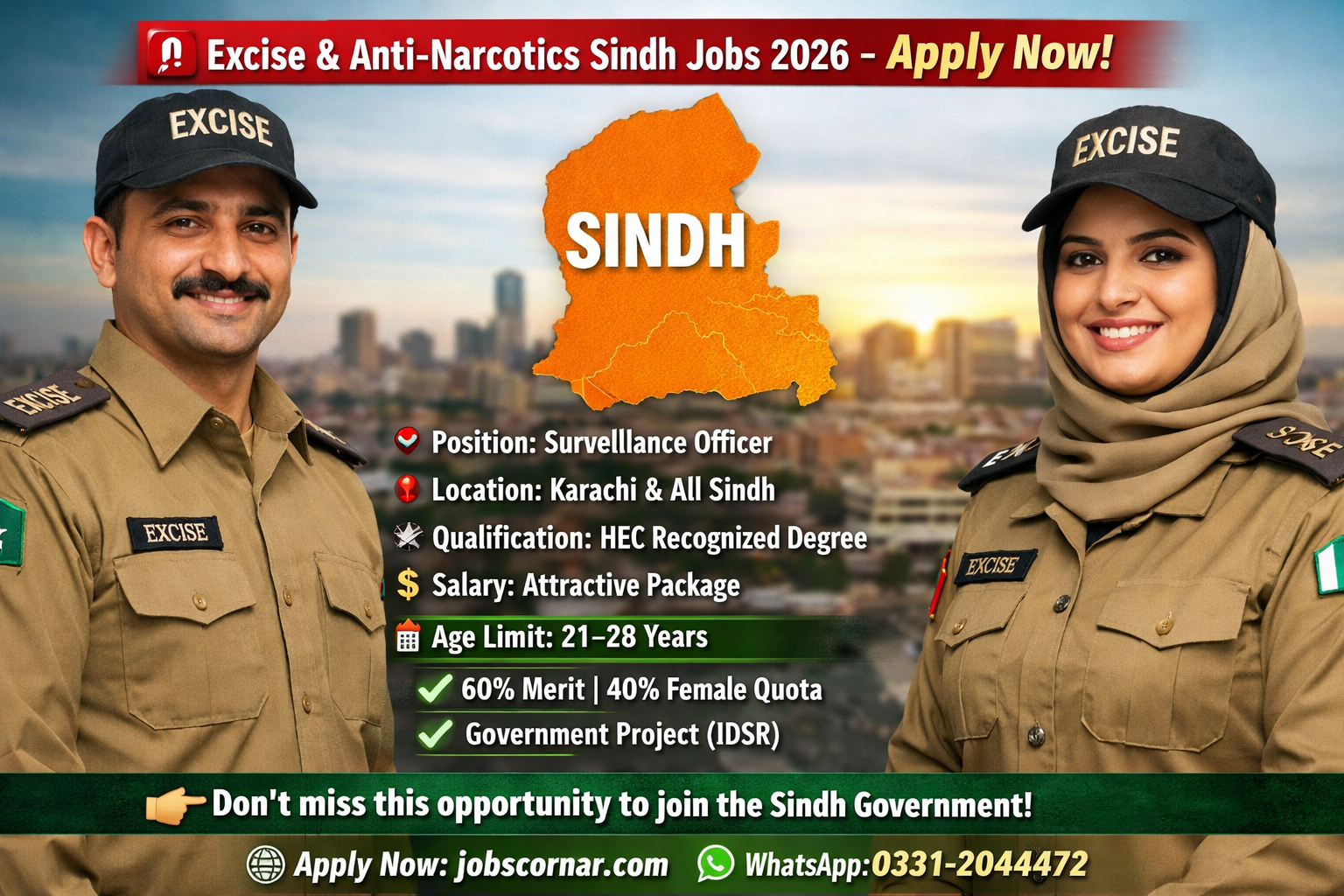 Excise & Anti Narcotics Sindh Jobs 2026