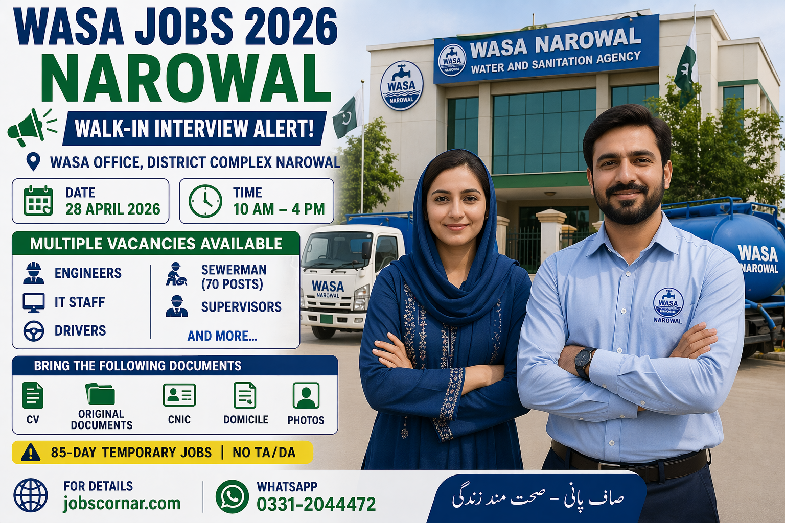 WASA Jobs 2026 Narowal