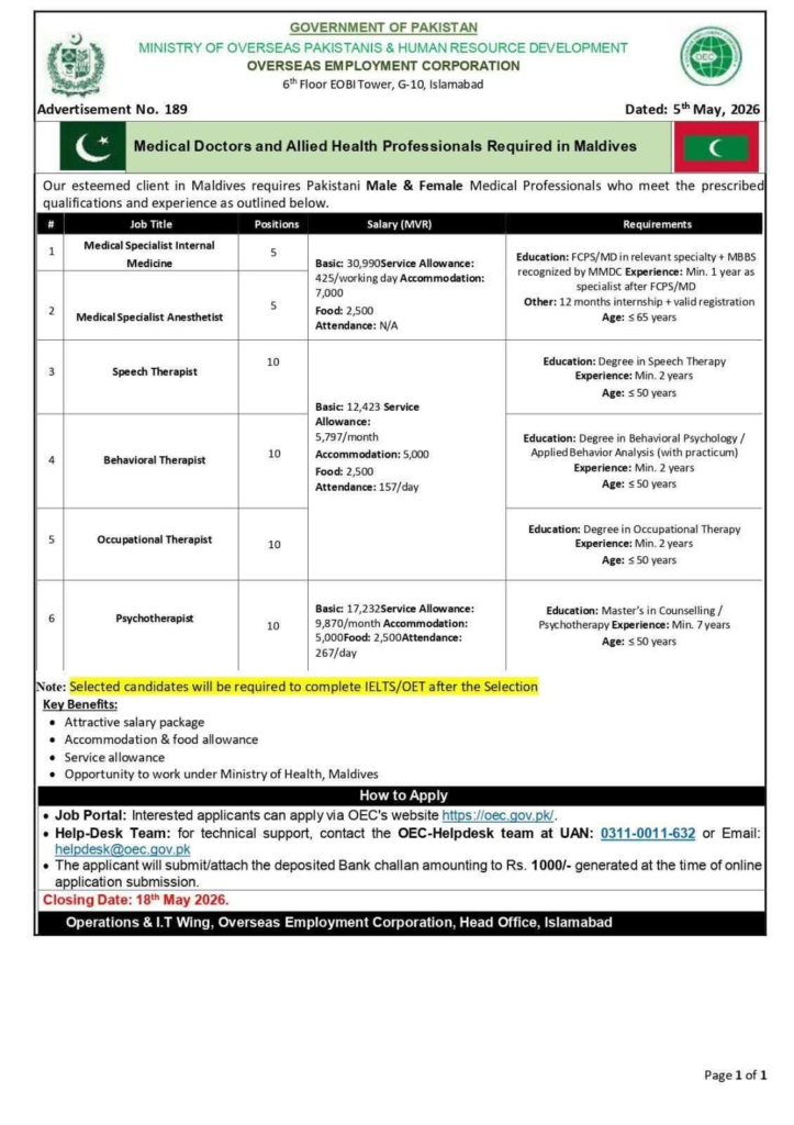 Jobs in Maldives 2026