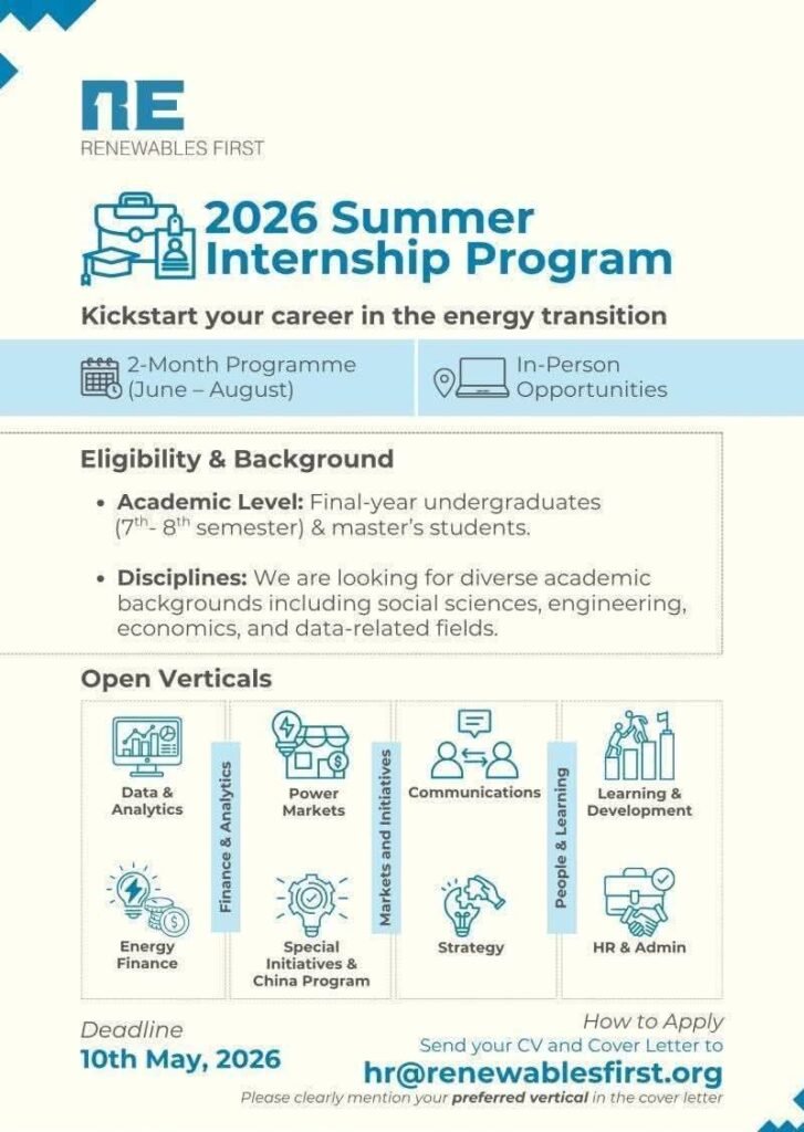 Summer Internship Program 2026 by RE (Renewables First)