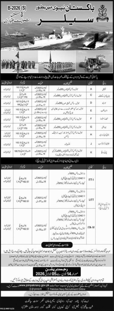Join PAK NAVY as Sailors 2026 Apply Now