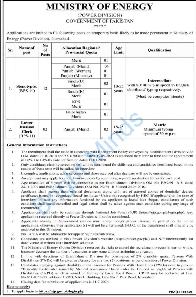 Ministry of Energy Jobs 2026
