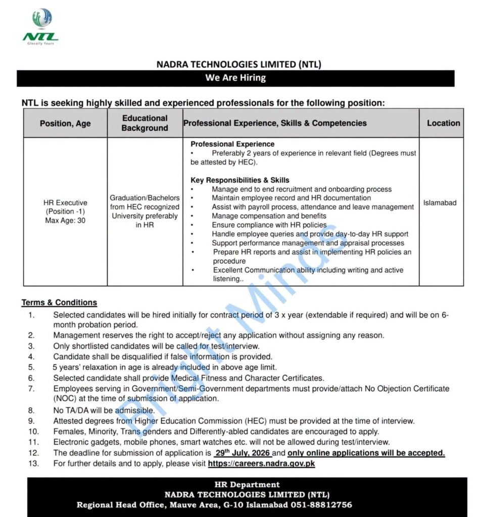 NADRA Jobs 2026