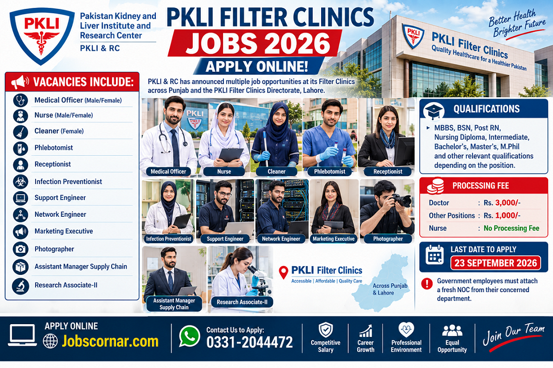 PKLI Filter Clinics Jobs 2026 – Apply Now